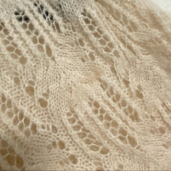 Free People Bell Sleeve Cream Crochet Ruffle Knit Sweater Top XS - Picture 12 of 12